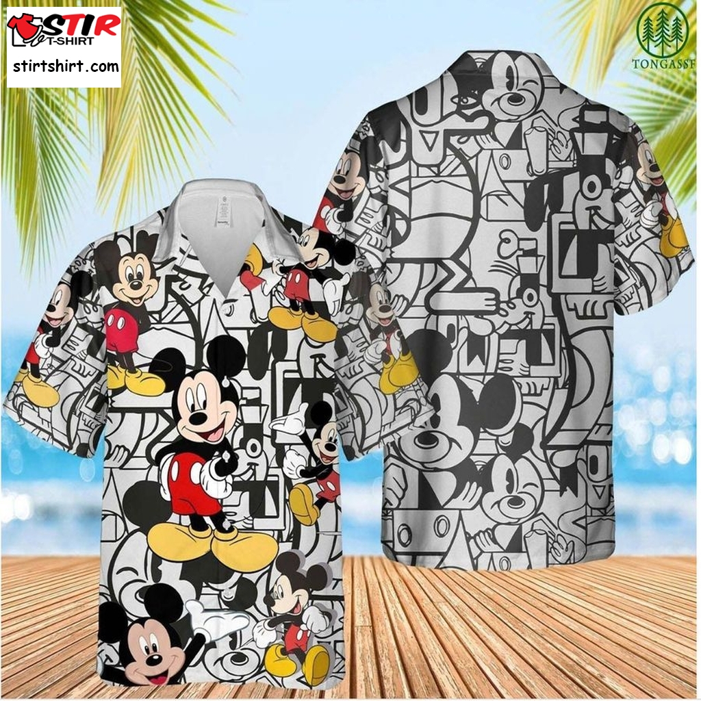 Mickey Mouse Disney 2022  Men Hawaiian Shirt 3D Animation Printed Short Sleeve Fashion Casual  Disney s