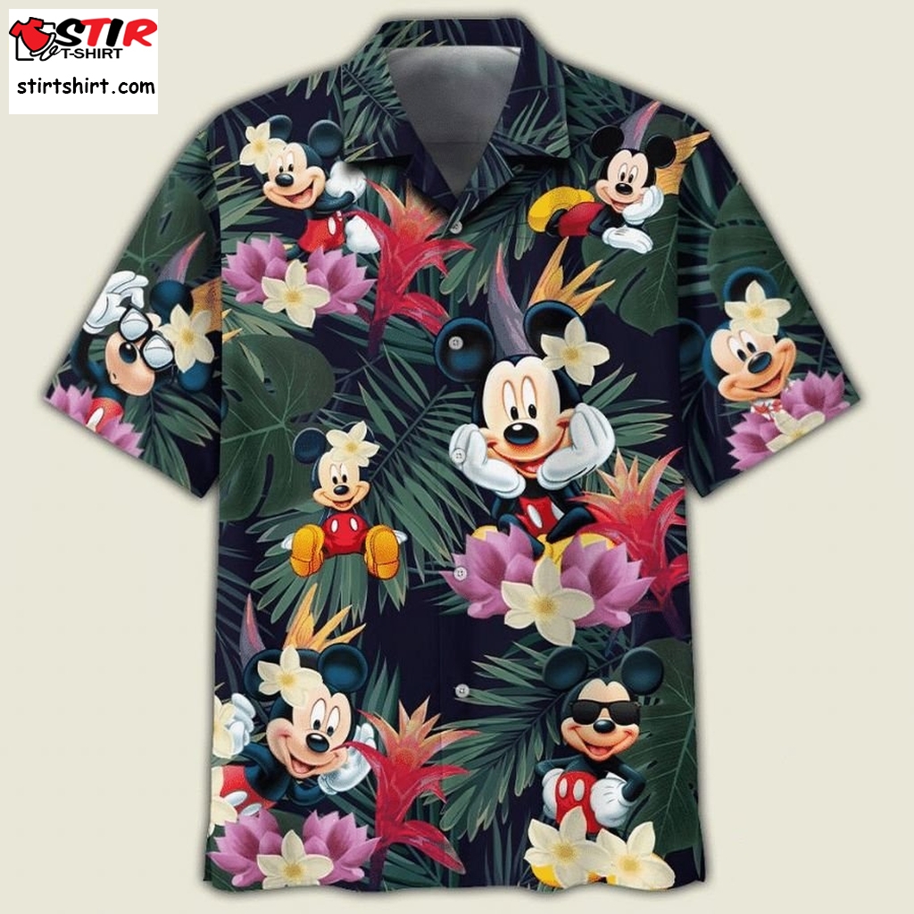 Mickey Mouse Disney And Flower Summer Hawaiian Shirt  Disney s