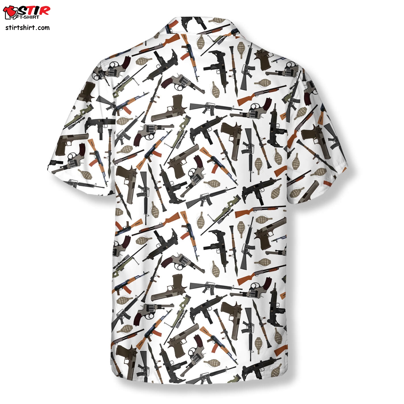 Military Weapons White Background Gun Shirts For Men Gun Hawaiian Shirt  Gun s