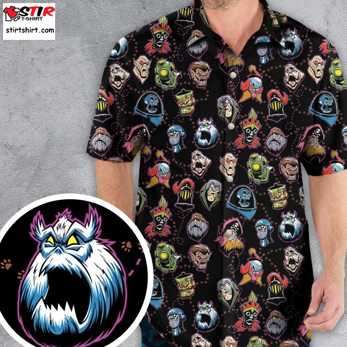 Mystery Maniacs Scooby Villains Pattern Hawaiian Shirt  Ron Swanson 