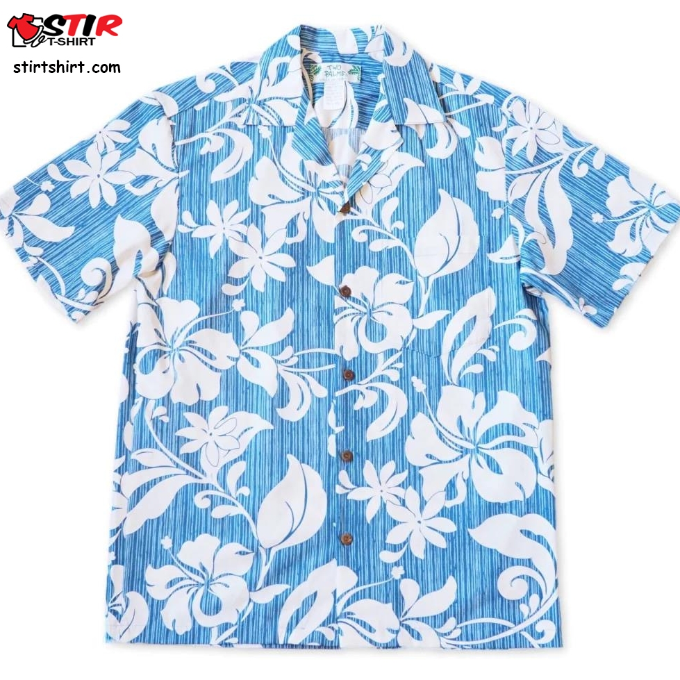 Nanakuli Blue Hawaiian Cotton Shirt  Light Blue 