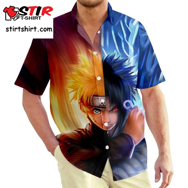 Naruto Button Shirt, Naruto Men_S Hawaiian Shirt Casual Print T Shirt Buttons Lapel Top Short Sleeve Tee  Akatsuki 