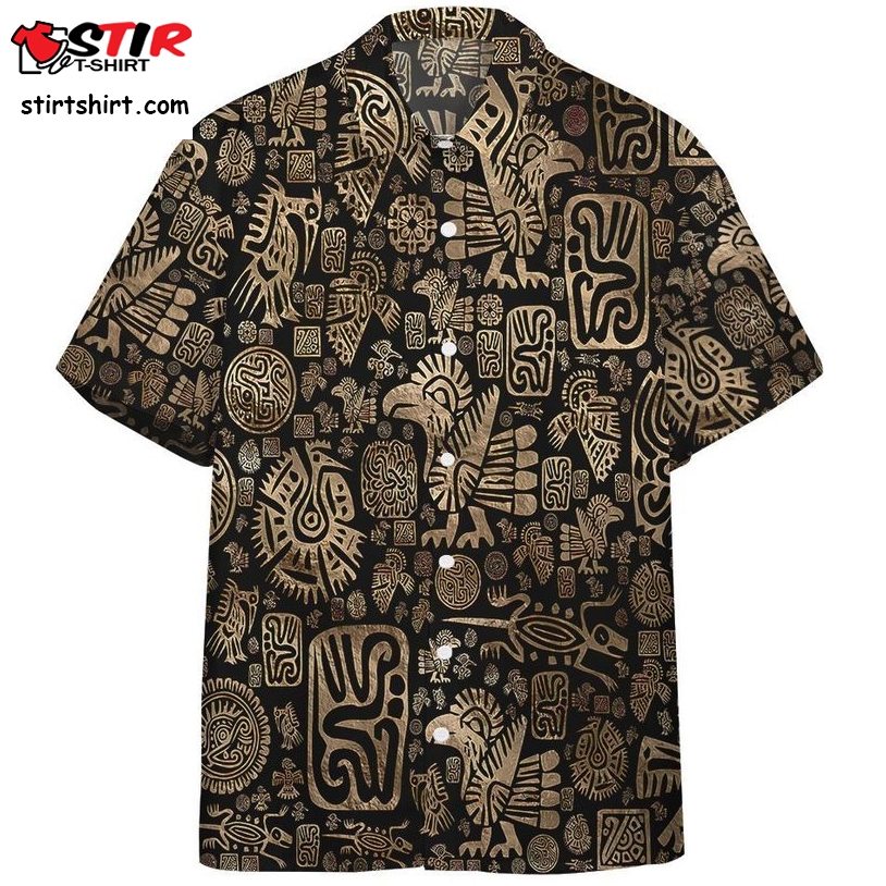 Native American Ornaments Black And Gold Hawaiian Shirt Pre11773, Hawaiian Shirt, Beach Shorts, One Piece Swimsuit, Polo Shirt, Funny Shirts