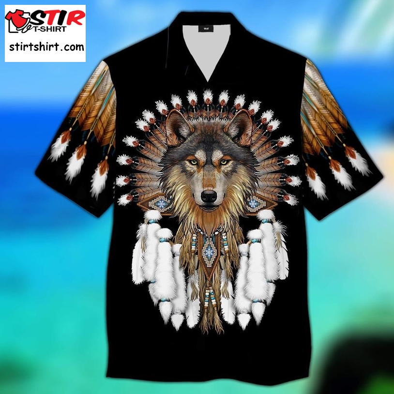 Native American Wolf Hawaiian Shirt Pre12622, Hawaiian Shirt, Beach Shorts, One Piece Swimsuit, Polo Shirt, Funny Shirts, Gift Shirts, Graphic Tee