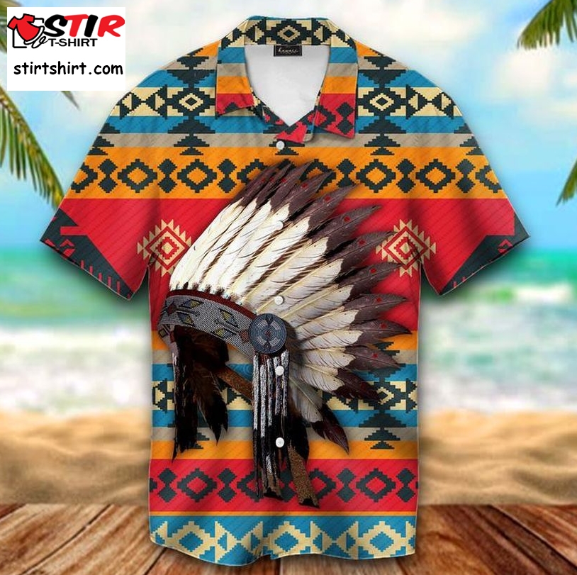Native Chief Warrior Hat Hawaiian Shirt Pre11118, Hawaiian Shirt, Beach Shorts, One Piece Swimsuit, Polo Shirt, Funny Shirts, Gift Shirts
