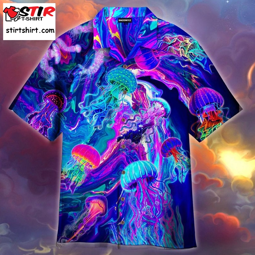 Neon Jellyfish Under The Sea Hawaiian Shirt Pre10092, Hawaiian Shirt, Beach Shorts, One Piece Swimsuit, Polo Shirt, Funny Shirts, Gift Shirts