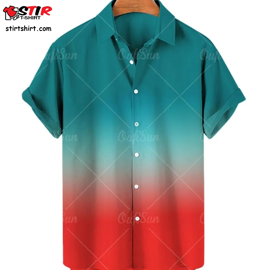 New Hawaiian Shirt Men_S Summer Clothing Gradient Printing 3D Shirt Mens Short Sleeve Tops Loose Casual 2023  Ou 