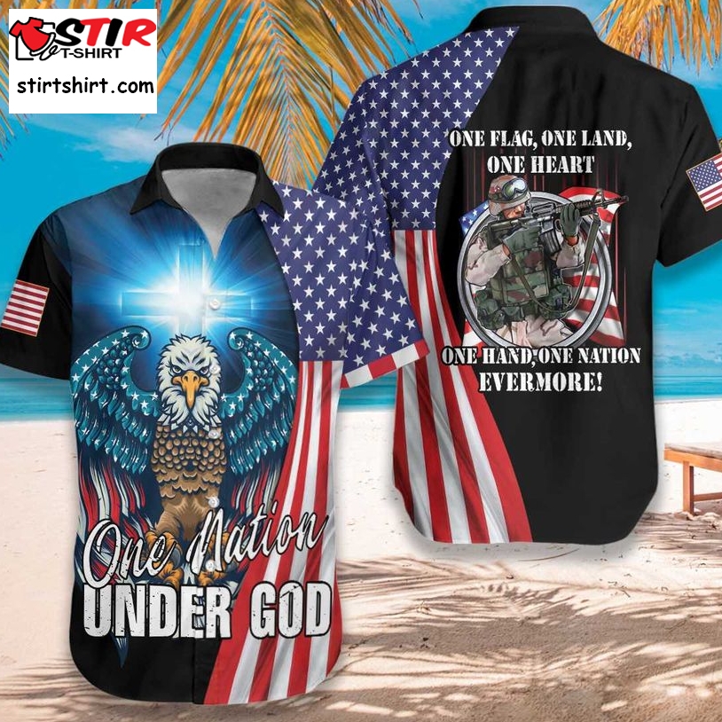 One Nation Under God Hawaiian Shirt Pre10447, Hawaiian Shirt, Beach Shorts, One Piece Swimsuit, Polo Shirt, Personalized Shirt, Funny Shirts