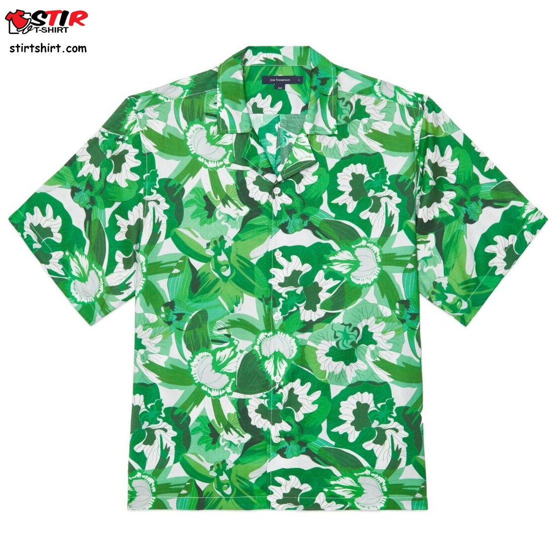 Orchid Hawaiian Silk Rayon Shirt   Green