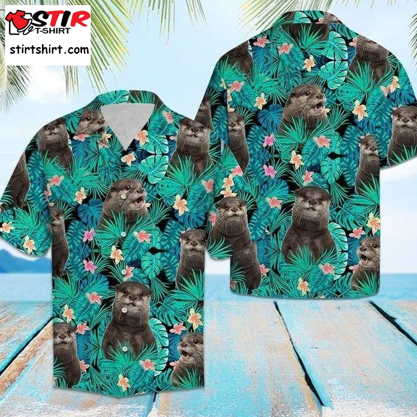 Otter Tropical Hawaiian Shirt Pre12499, Hawaiian Shirt, Beach Shorts, One Piece Swimsuit, Polo Shirt, Personalized Shirt, Funny Shirts, Gift Shirts
