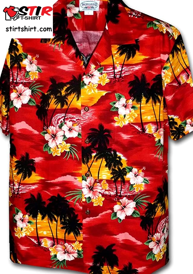 Pacific Legend Sunset Beach Palm Tree Hawaiian Shirt