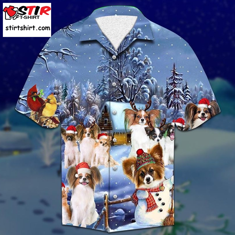 Papillon Christmas Hawaiian Shirt Pre12551, Hawaiian Shirt, Beach Shorts, One Piece Swimsuit, Polo Shirt, Personalized Shirt, Funny Shirts