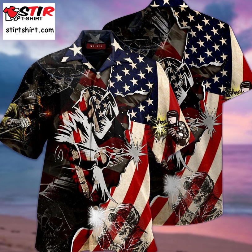 Patriotic Welder Hawaiian Shirt Pre11926, Hawaiian Shirt, Beach Shorts, One Piece Swimsuit, Polo Shirt, Personalized Shirt, Funny Shirts, Gift Shirts