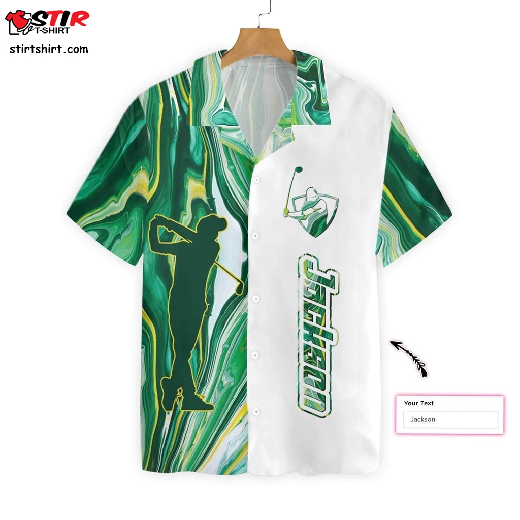 Personalized Green Fluid Art Golf Hawaiian Aloha Shirts Custom Name Dh Big And Tall Hawaiian Shirts  Golf s