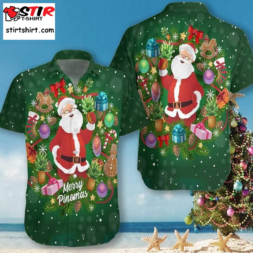 Pineapple Santa Wreath Hawaiian Shirt Pre10453, Hawaiian Shirt, Beach Shorts, One Piece Swimsuit, Polo Shirt, Personalized Shirt, Funny Shirts