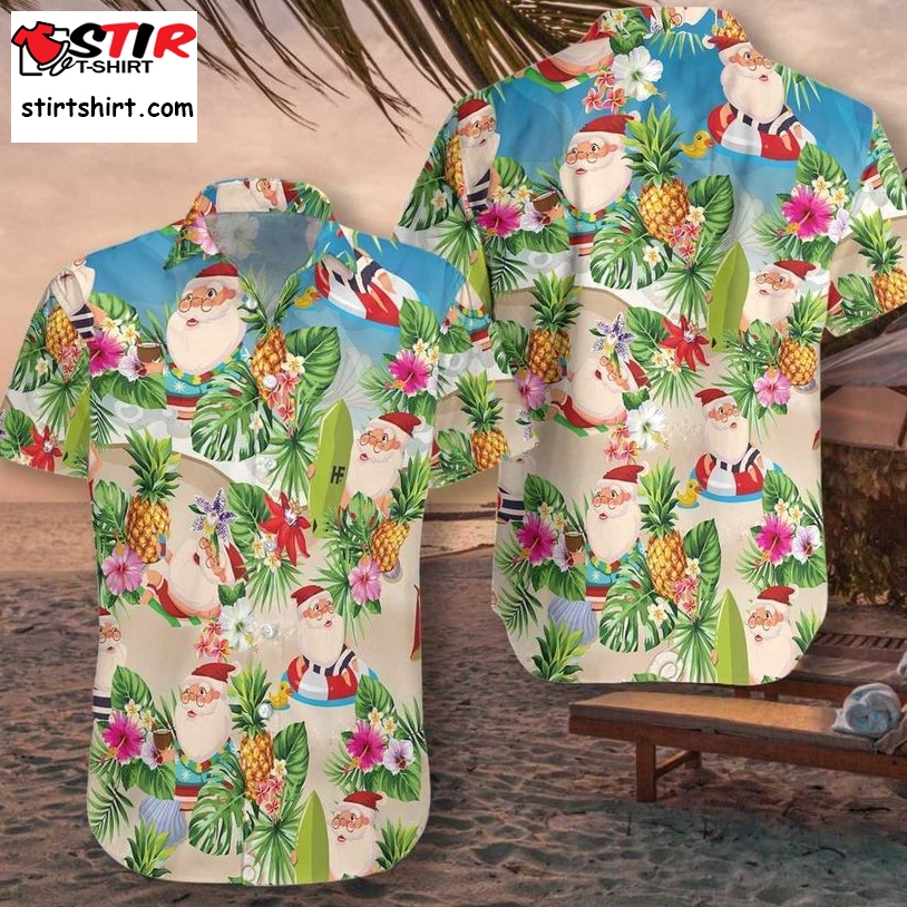 Pineapple Summer Santa Claus Hawaiian Shirt Pre10458, Hawaiian Shirt, Beach Shorts, One Piece Swimsuit, Polo Shirt, Personalized Shirt, Funny Shirts