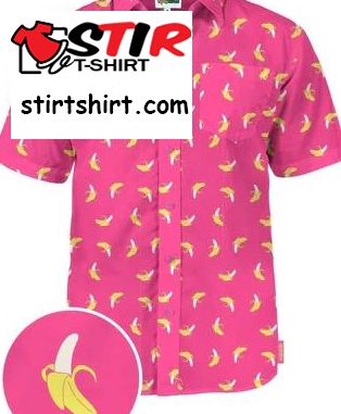 Pink Banana Men_S Hawaiian Shirt  Pink  Men