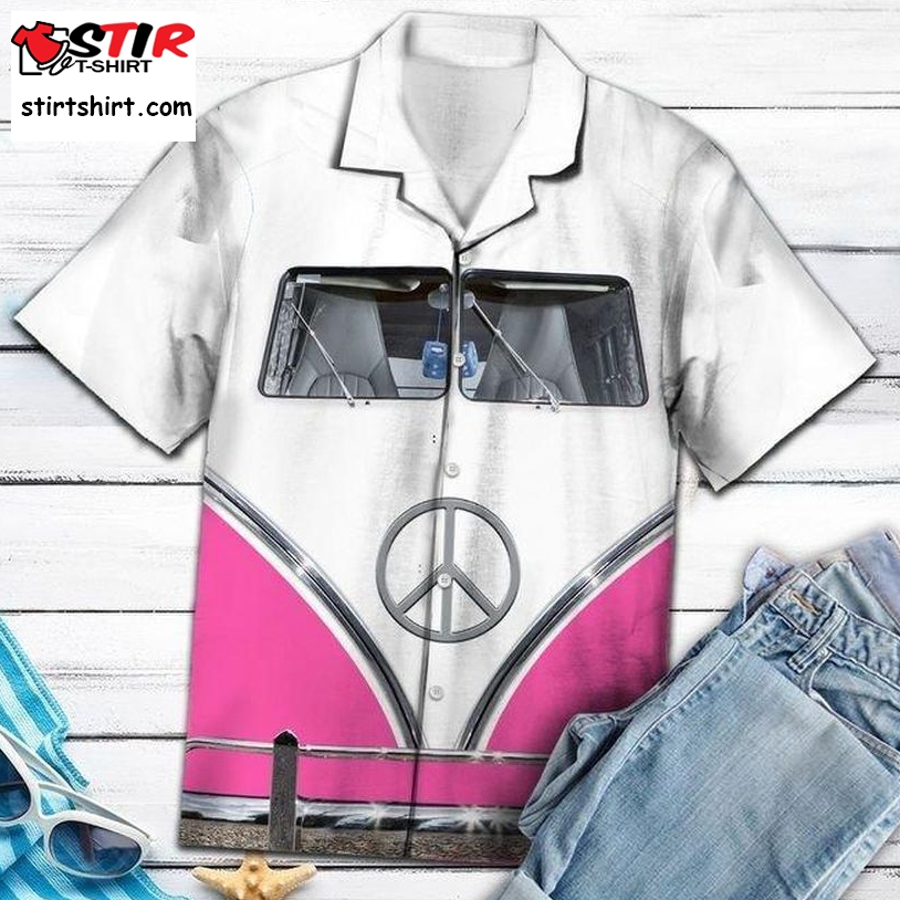 Pink Hippie Bus Hawaiian Shirt Pre12501, Hawaiian Shirt, Beach Shorts, One Piece Swimsuit, Polo Shirt, Personalized Shirt, Funny Shirts, Gift Shirts