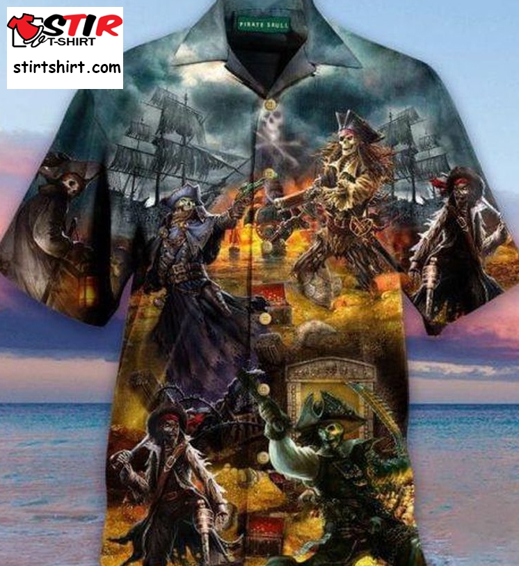 Pirate Skull Treasure Hawaiian Shirt Pre11818, Hawaiian Shirt, Beach Shorts, One Piece Swimsuit, Polo Shirt, Personalized Shirt, Funny Shirts