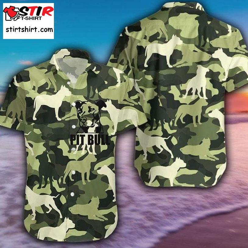 Pit Bull Camo Dog Army Unisex Hawaiian Shirt Pre12561, Hawaiian Shirt, Beach Shorts, One Piece Swimsuit, Polo Shirt, Personalized Shirt, Funny Shirts