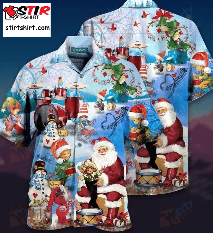 Playing Drums On Christmas Hawaiian Shirt Pre12463, Hawaiian Shirt, Beach Shorts, One Piece Swimsuit, Polo Shirt, Personalized Shirt, Funny Shirts