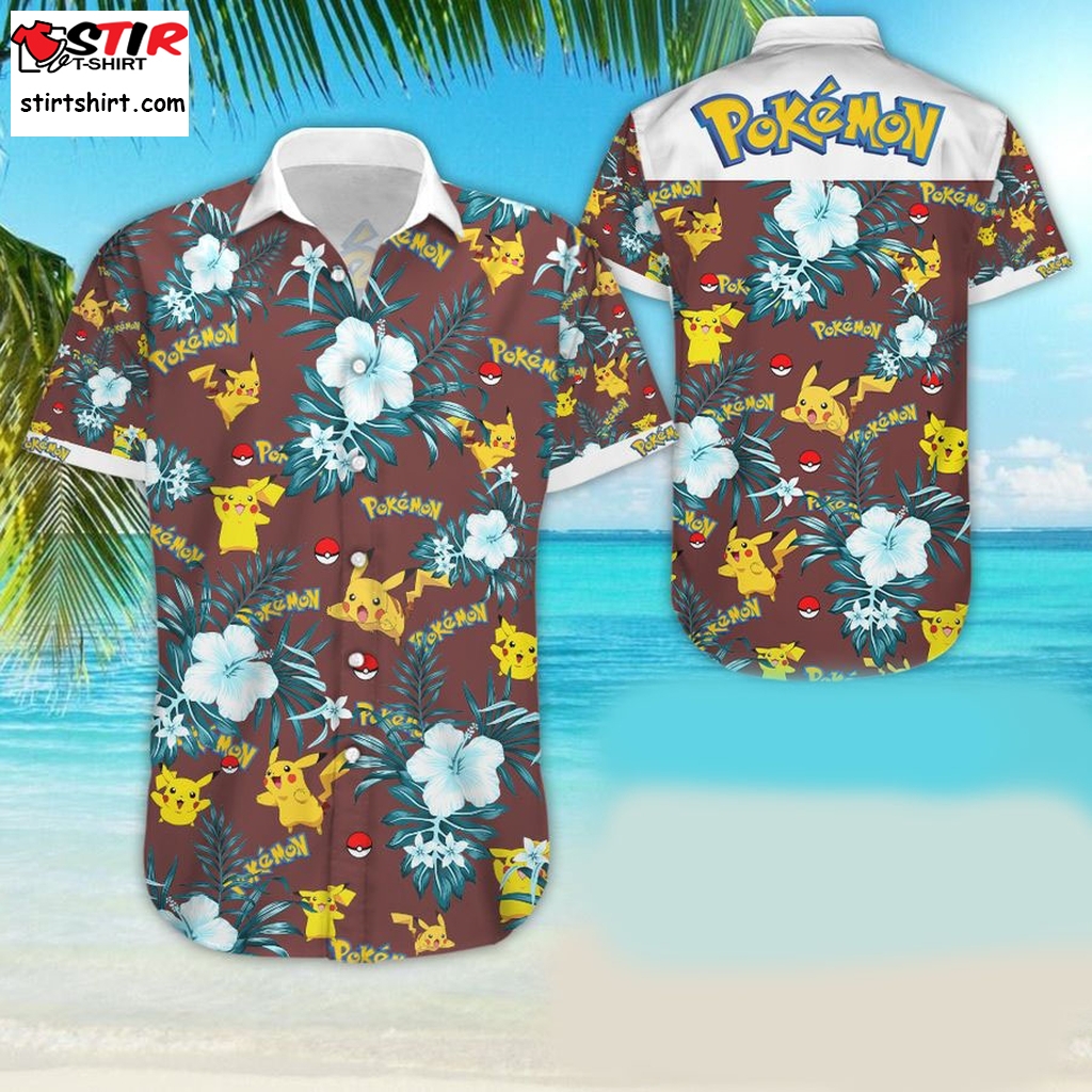 Pokemon Hawaii Shirt Summer Button Up Shirt For Men Beach Wear Shorts Sleeve Hawaii Shirt Hawaiian S   Pokemon s