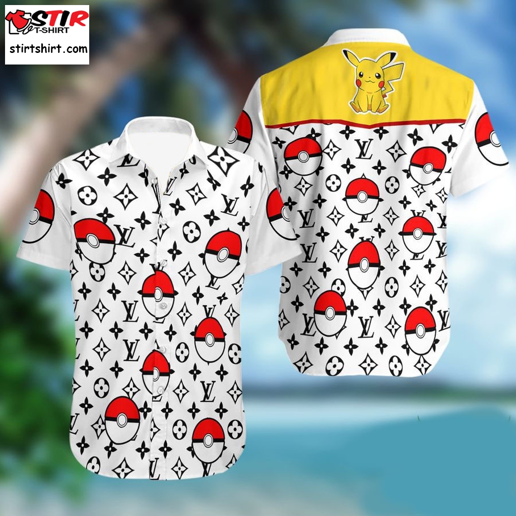 Pokemon Louis Vuitton Black And White Short Sleeve Hawaiian Shirt  Pokemon s