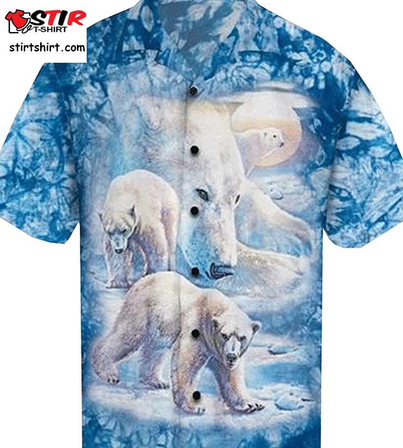 Polar Bear Hawaiian Shirts For Men   Ice Bear Button Down Mens Hawaiian Shirts Short Sleeve  Bears 