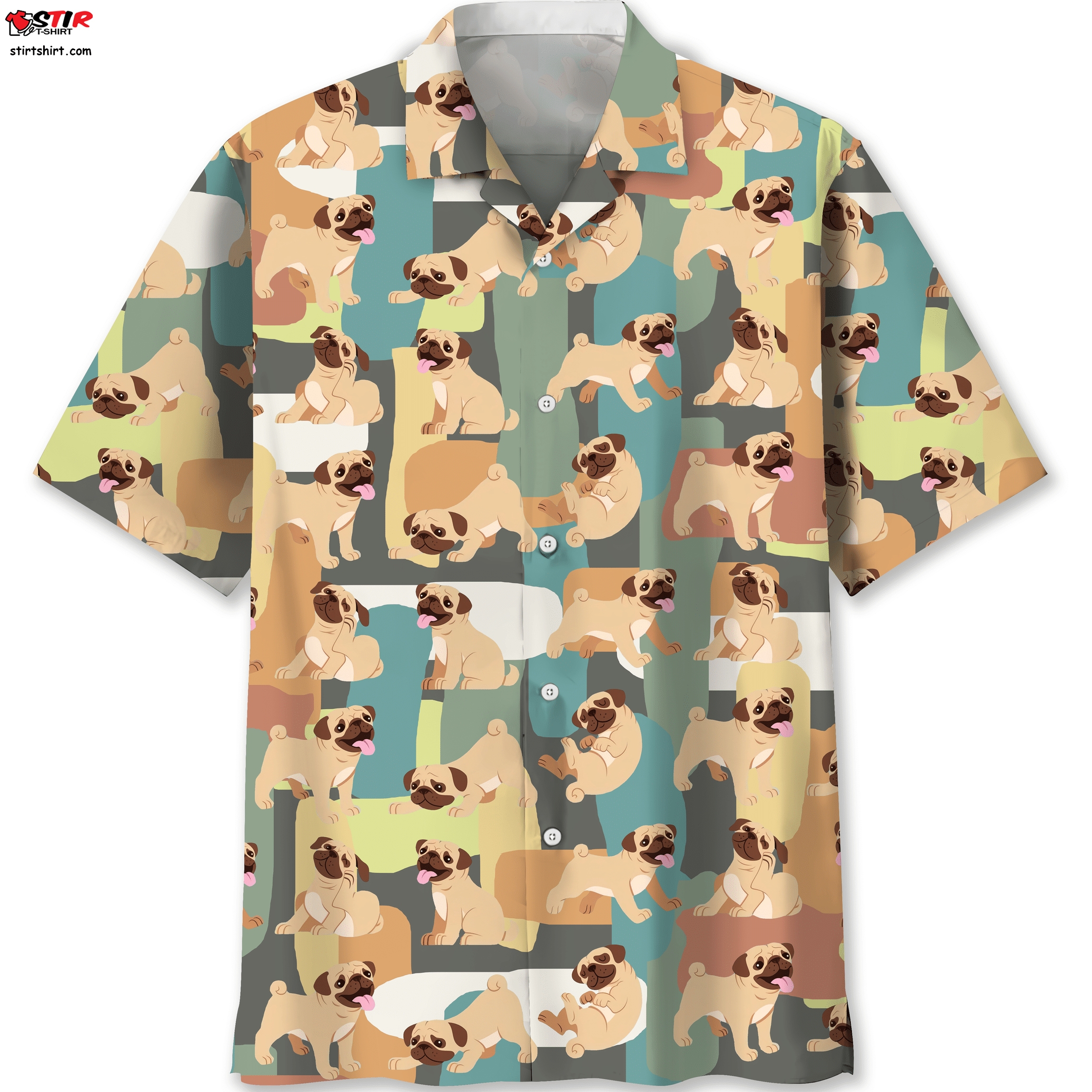 Pug Funny Color Hawaiian Shirt