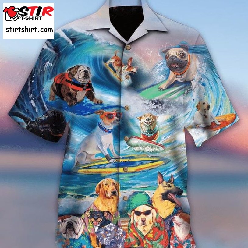 Puppies Surfing By The Beach Hawaiian Shirt Pre11561, Hawaiian Shirt, Beach Shorts, One Piece Swimsuit, Polo Shirt, Personalized Shirt, Funny Shirts