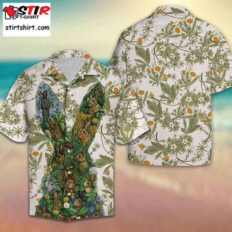 Rabbit Flower Hawaiian Shirt Pre11981, Hawaiian Shirt, Beach Shorts, One Piece Swimsuit, Polo Shirt, Personalized Shirt, Funny Shirts, Gift Shirts