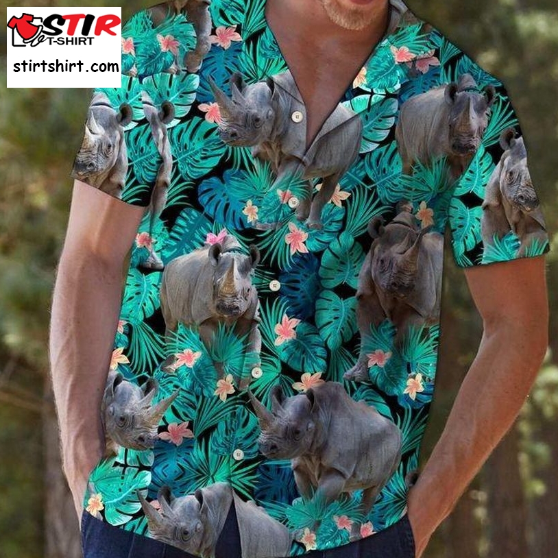 Rhinoceros Hawaiian Shirt Pre12419, Hawaiian Shirt, Beach Shorts, One Piece Swimsuit, Polo Shirt, Personalized Shirt, Funny Shirts, Gift Shirts