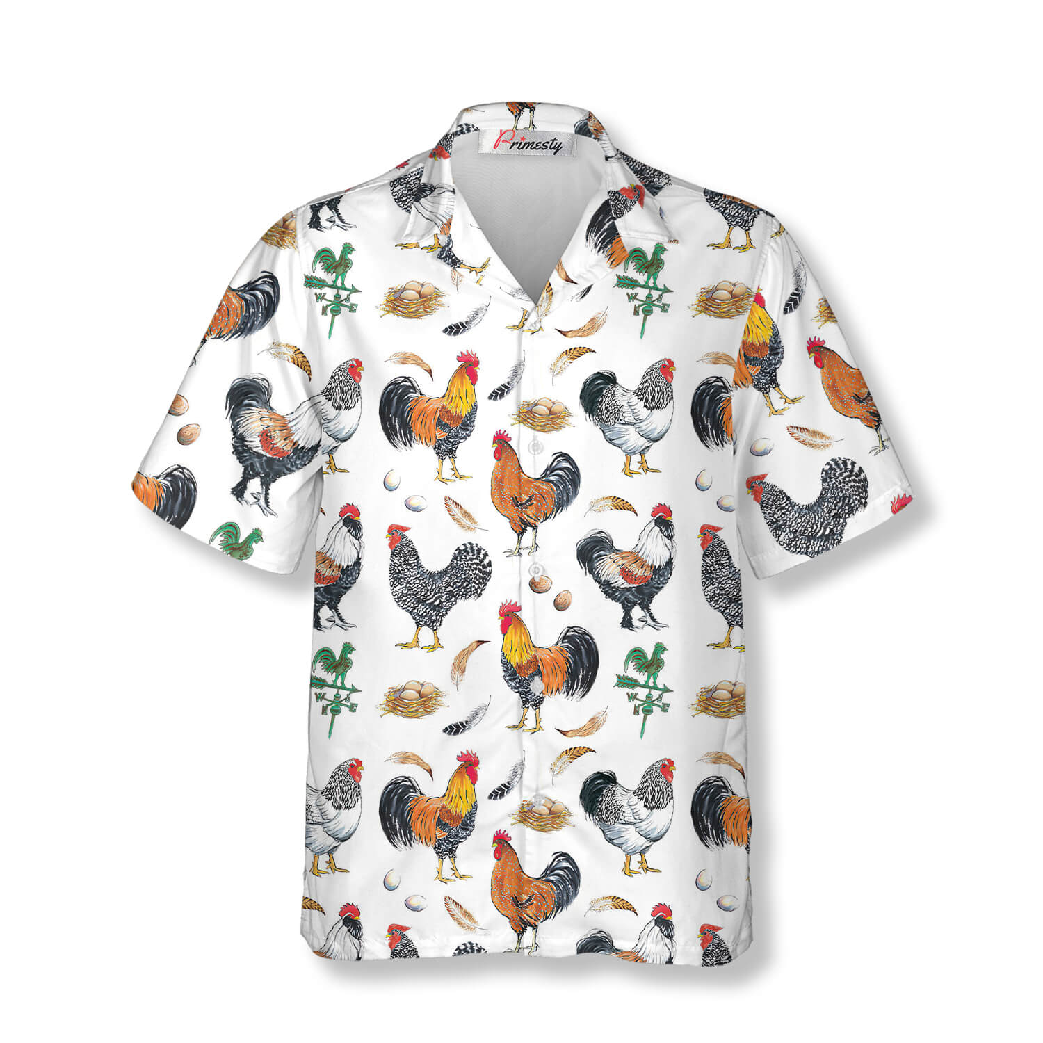 Rooster Hen Egg Chicken Feather Pattern Chicken Shirts For Men Chicken Hawaiian Shirtjpeg