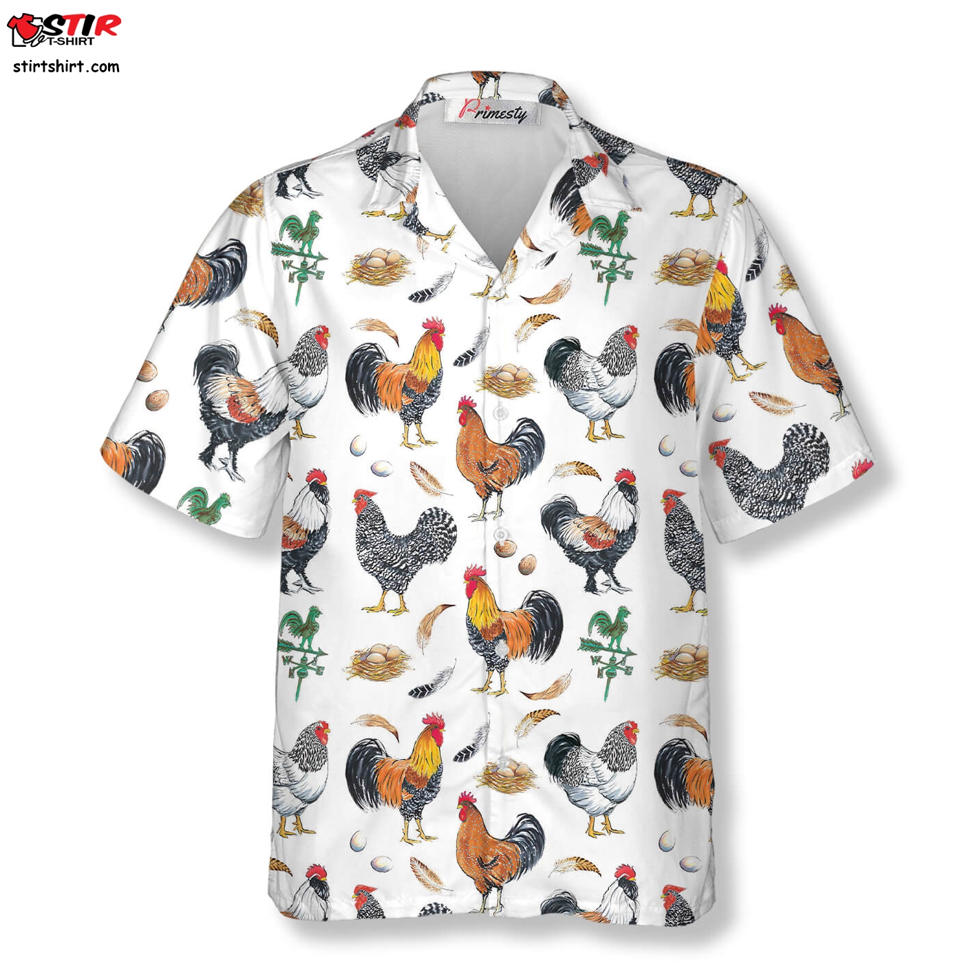 Rooster Hen Egg Chicken Feather Pattern Chicken Shirts For Men Chicken Hawaiian Shirt