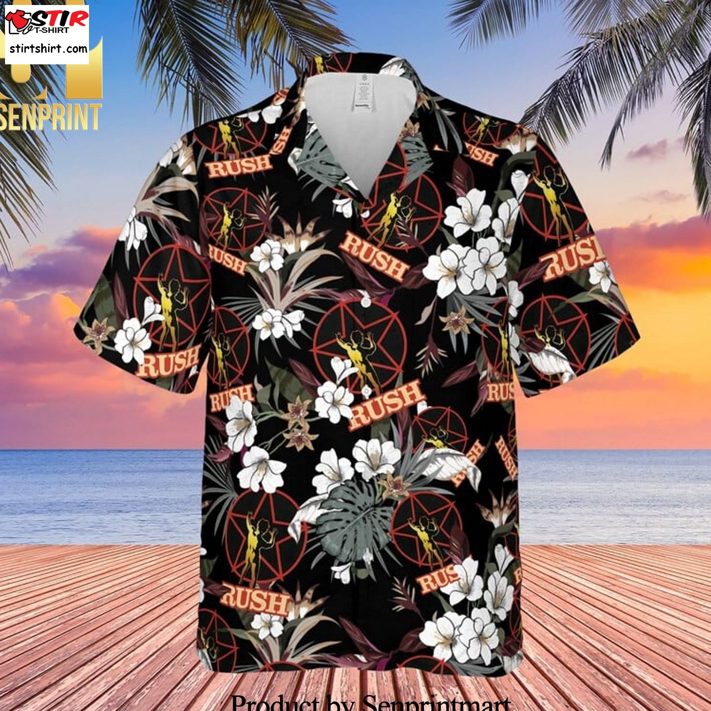 Rush Rock Band And Tropical Forest Full Printing Hawaiian Shirt  Ron Swanson 