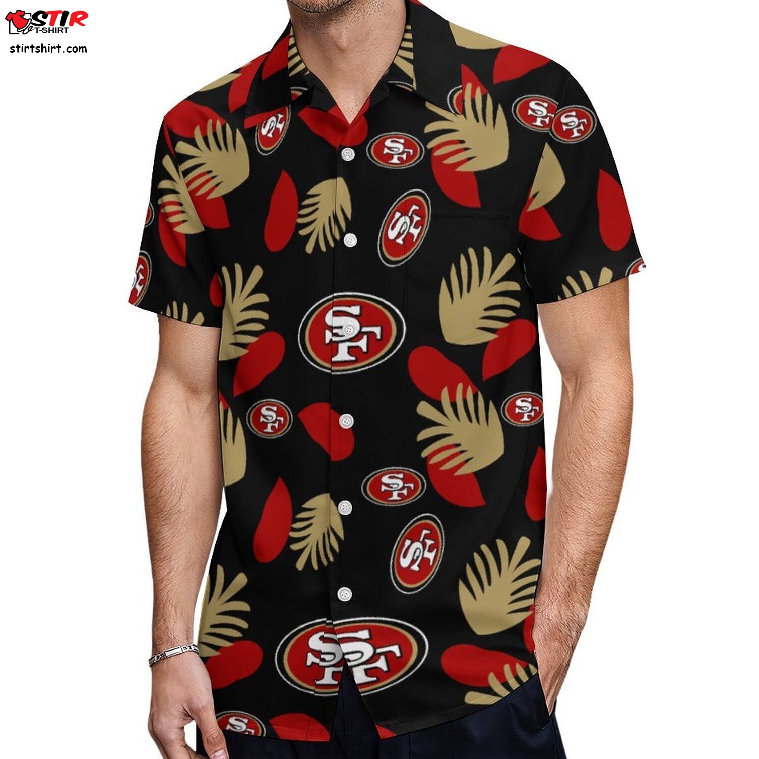 San Francisco 49Ers Men_S Short Sleeved Shirt Printed Shirts Button T Shirts  49ers 