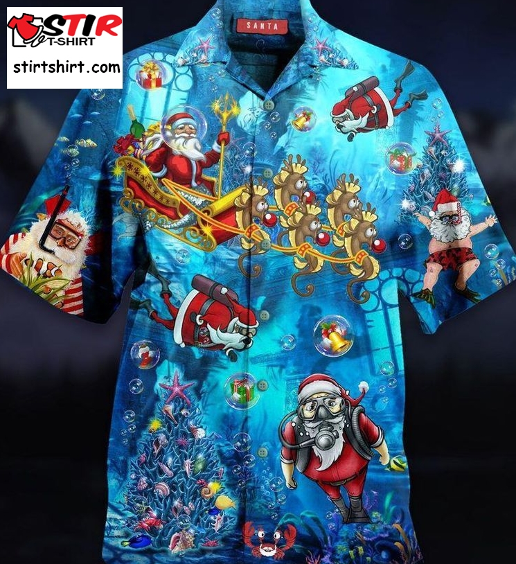 Santa Claus Explore The Sea Hawaiian Shirt Pre11961, Hawaiian Shirt, Beach Shorts, One Piece Swimsuit, Polo Shirt, Personalized Shirt, Funny Shirts