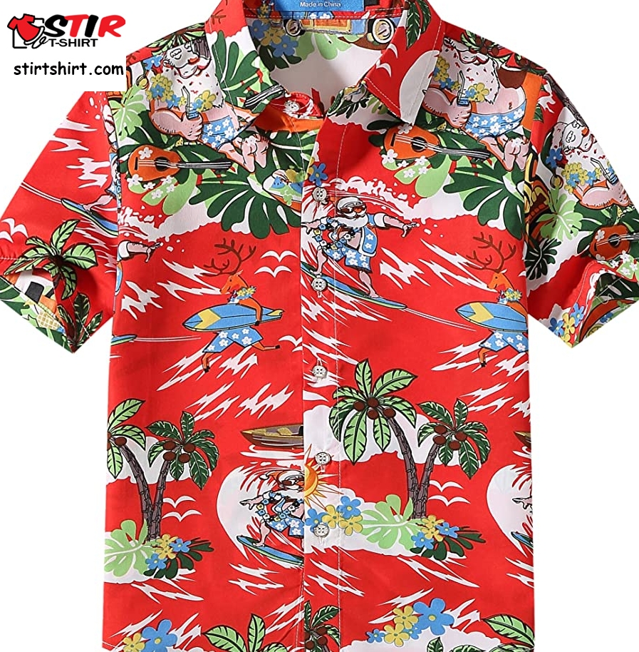Sslr Big Boys_ Santa Claus Party Tropical Ugly Hawaiian Christmas Shirts  Ugliest 