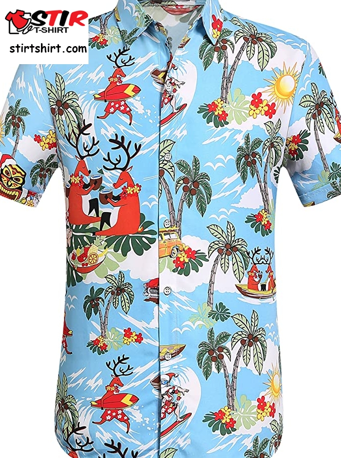 Sslr Men_S Santa Claus Party Tropical Ugly Hawaiian Christmas Shirts  Ugliest 