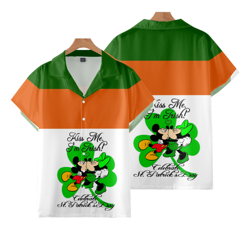 St Patrick_S Day Button Shirt, Mens Bowling Shirt Retro Print Hawaiian Shirts Short Sleeve Casual Button Down Shirt Beach Shirtsjpeg  Kiss 