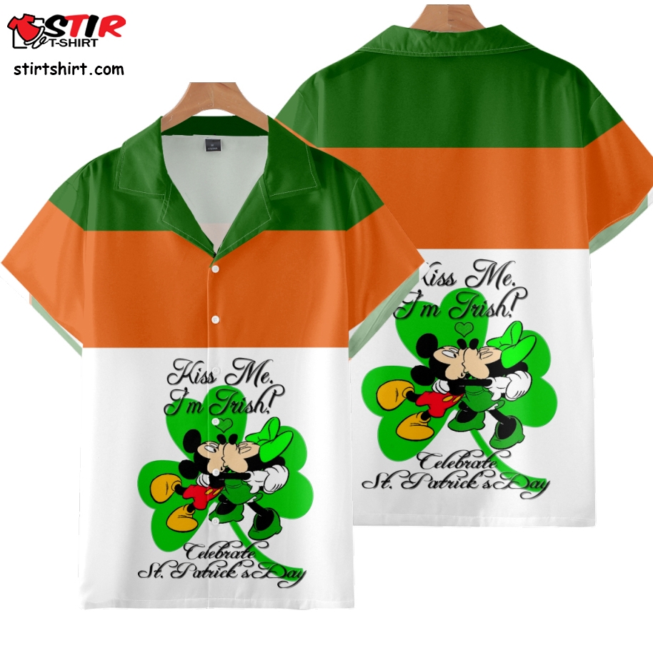 St Patrick_S Day Button Shirt, Mens Bowling Shirt Retro Print Hawaiian Shirts Short Sleeve Casual Button Down Shirt Beach Shirts  Kiss 