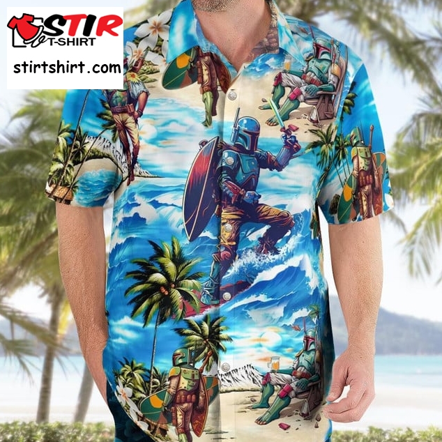 Star Wars Boba Fett Surfing Beach Hawaiian Shirt