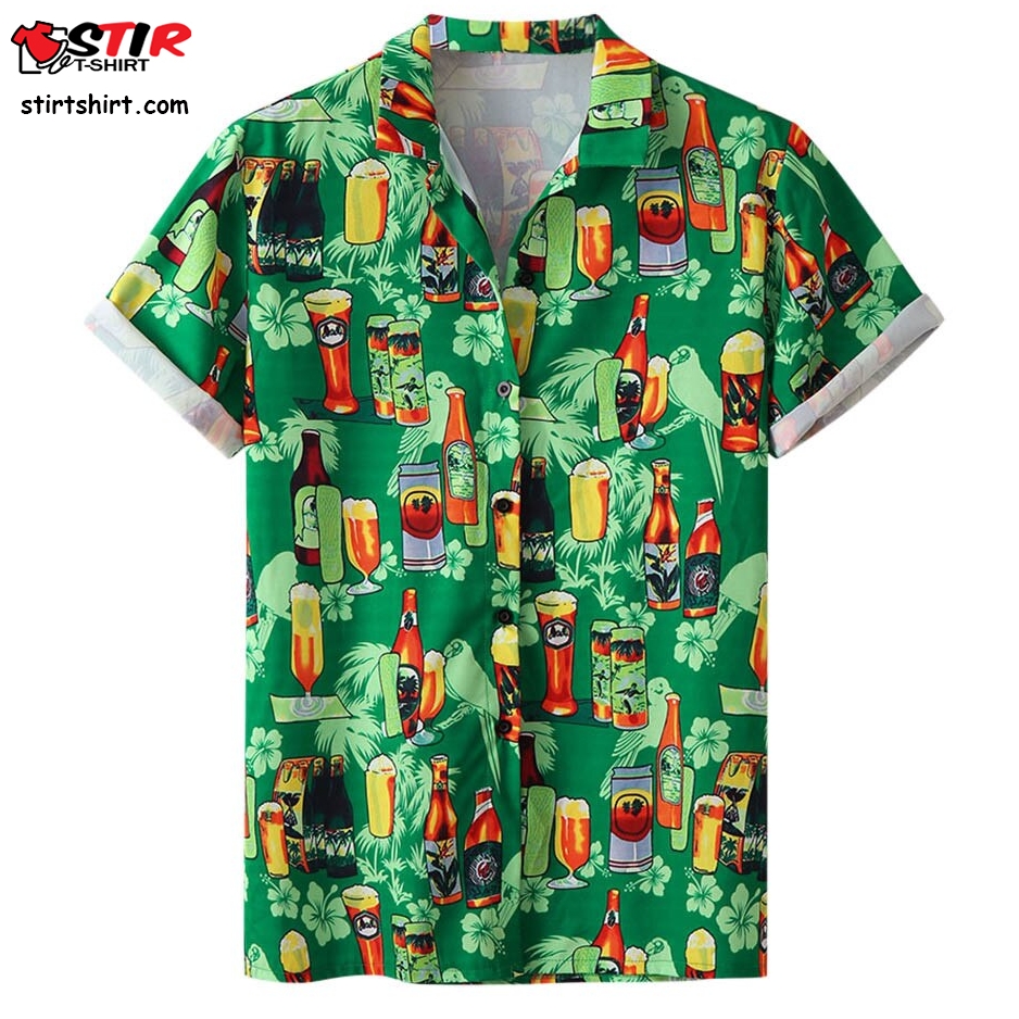 Stylish Men Beer Festival Printed Hot Style Hawaiian Shirt  Macho Man 