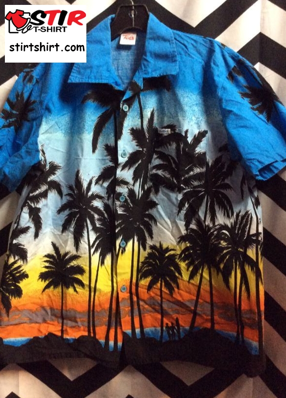 Surfers Print Hawaiian Shirt  Sunset 