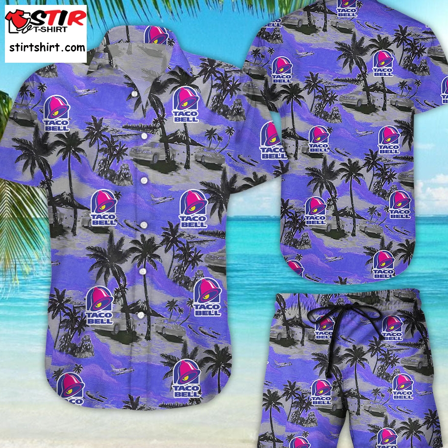 Taco Bell Tropical Flower Aloha Hawaiian Shirts And Short1  Taco Bell  And Shorts