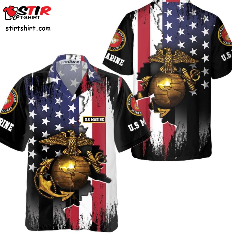The Golden Eagle Us Marine Corps Hawaiian Shirt