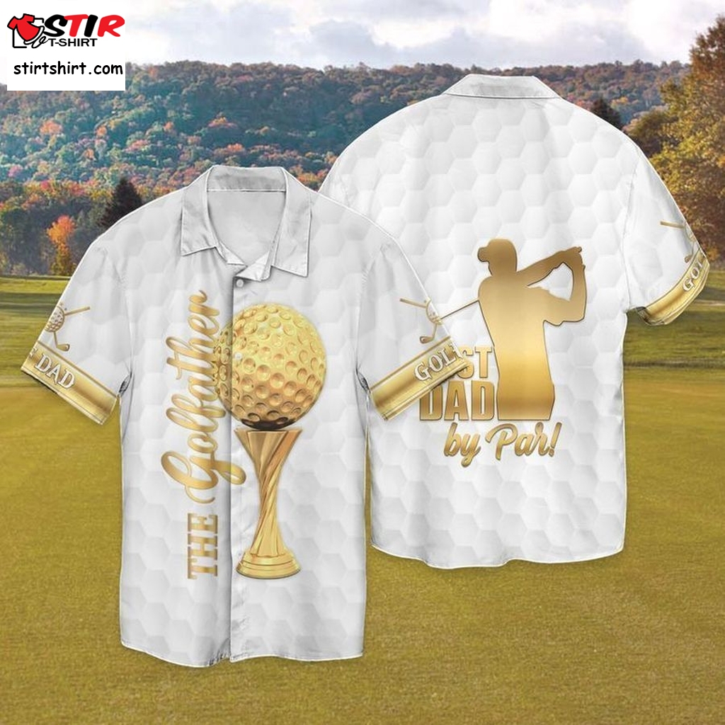 The Golffather Gold For Men And Women Graphic Print Short Sleeve Hawaiian Casual Shirt Y97  Golf s