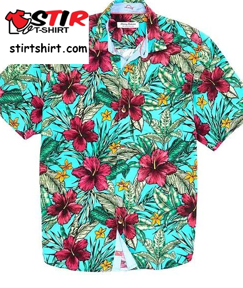 Tommy Bahama Veracruz Cay Emerald Palms Short Sleeve Woven Shirt  Chunks 