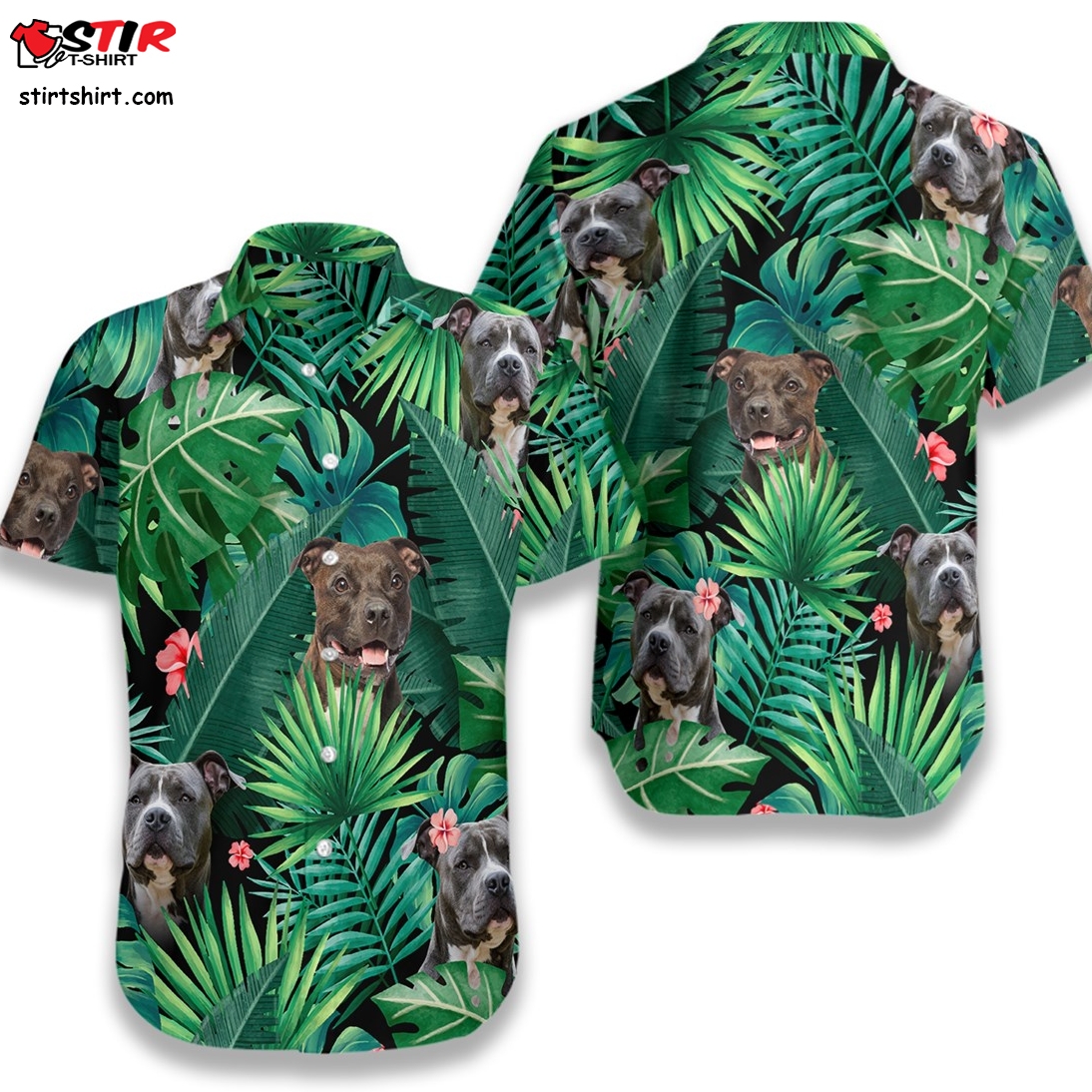Tropical Pitbull Hawaiian Shirt