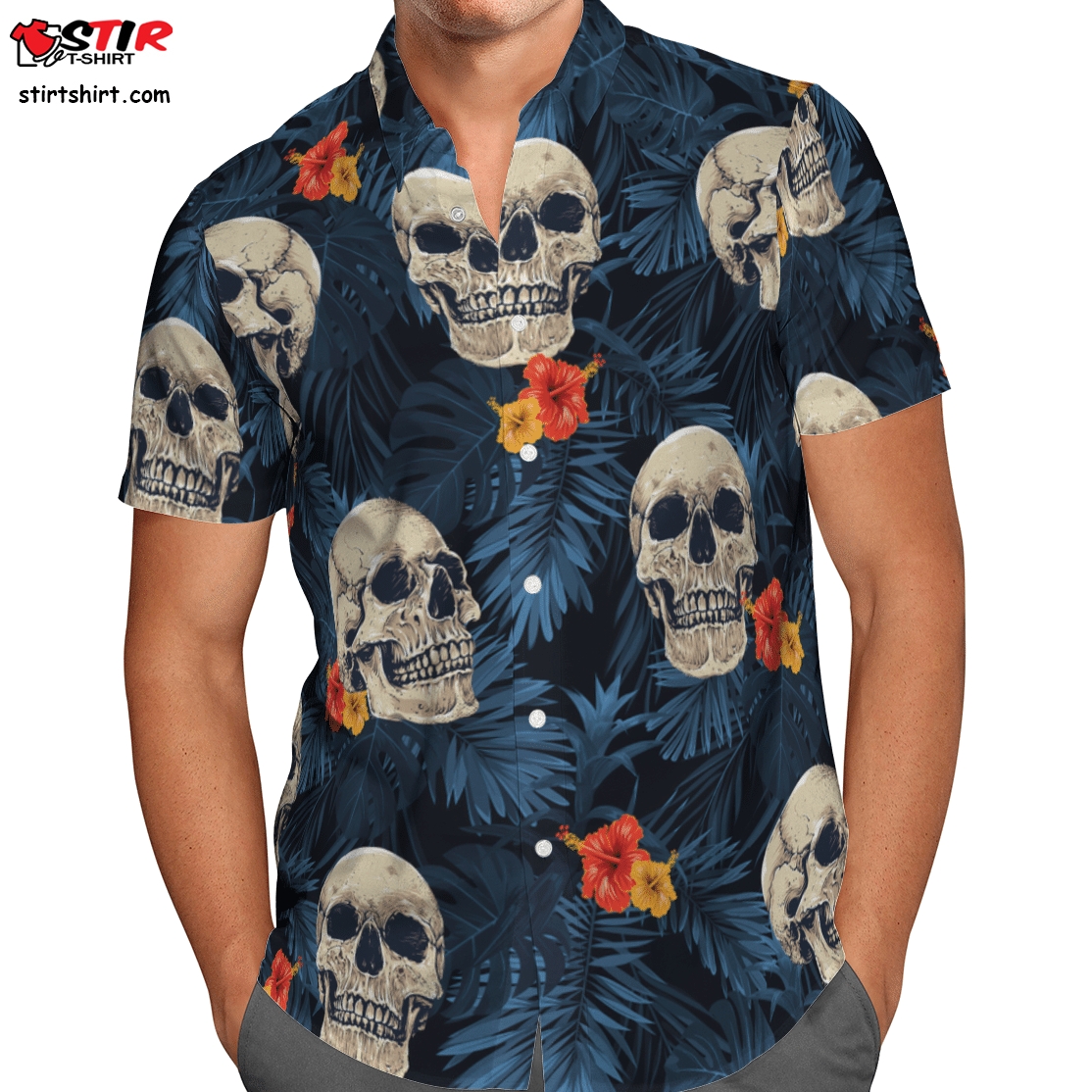 Tropical Skull Hawaiian Shirt  Skeleton 